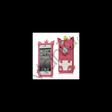 Sød 3D Crown Pig Silikone Case iPhone 5 cover - Rose