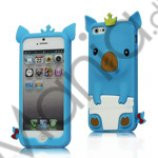 Sød 3D Crown Pig Silikone Case iPhone 5 cover - Blå