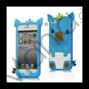 Sød 3D Crown Pig Silikone Case iPhone 5 cover - Blå