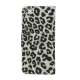Leopard Skin Læder Magnetisk Tegnebog Case Cover med Holder til iPhone 5 - Hvid