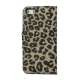 Leopard Skin Læder Magnetisk Tegnebog Case Cover med Holder til iPhone 5 - Brun