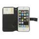 Litchi Grain Leather Card Slot Wallet Case Cover med rem til iPhone 5