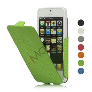 Slim Lodret Mønstret Mesh Læder Flip Case til iPhone 5