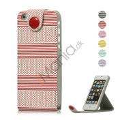 Vandret Stripe Magnetisk Læder Stand Case Wallet til iPhone 5