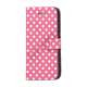 Polkaprikket Læder Stand Case iPhone 5 cover - Pink