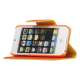 Magnetisk Mat Læder Kreditkort Wallet Stand Case iPhone 5 cover - Orange