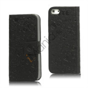 Sød Tegneserie Magnetisk læder tegnebog Case iPhone 5 cover - Sort