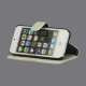Ægte Læder Flip Wallet Kreditkort Stand Case til iPhone 5 - Hvid