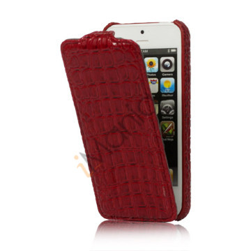 Slim Krokodille Læder Taske iPhone 5 cover - Rød