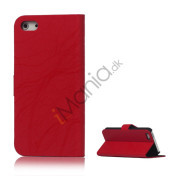 Spredt Linie PU Læder Flip Stand Case til iPhone 5 - Rød