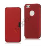 Combo Plastik og Læder Flip Case iPhone 5 cover - Rød