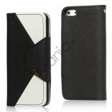 To-Tone læder tegnebog Case til iPhone 5 - Hvid / Sort
