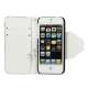 To-Tone læder tegnebog Case til iPhone 5 - Hvid / Brun