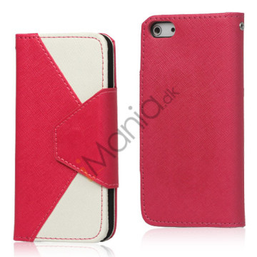 To-Tone læder tegnebog Case til iPhone 5 - Hvid / Rose