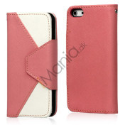 To-Tone læder tegnebog Case til iPhone 5 - Hvid / Pink