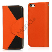 To-Tone læder tegnebog Case til iPhone 5 - Sort / Orange