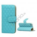 Grid Mønster Magnetisk Wallet Card Stand Lædertaske til iPhone 5 - Blå