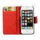 Glitrende Powder Floral læder tegnebog Case til iPhone 5 - Rød