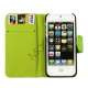 Glitrende Powder Floral læder tegnebog Case til iPhone 5 - Grøn