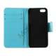 Glitrende Powder Floral læder tegnebog Case til iPhone 5 - Blå
