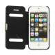 Mønstret Plastic & Læder Hybrid Flip Case til iPhone 5 - Sort