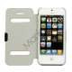 Mønstret Plastic & Læder Hybrid Flip Case til iPhone 5 - Grå