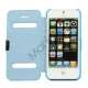 Mønstret Plastic & Læder Hybrid Flip Case til iPhone 5 - Blå