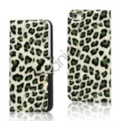 Leopard Magnetisk læder tegnebog Case iPhone 5 cover - Grøn