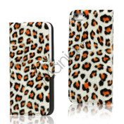 Leopard Magnetisk læder tegnebog Case iPhone 5 cover - Orange