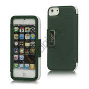Folio Style PU Læder Magnetisk Case iPhone 5 cover - Grøn