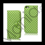 Polkaprikket Magnetisk Wallet Leather Case iPhone 5 cover - Grøn