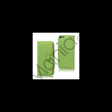 Polkaprikket Magnetisk Wallet Leather Case iPhone 5 cover - Grøn