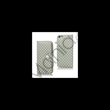 Polkaprikket Magnetisk Wallet Leather Case iPhone 5 cover - Grå