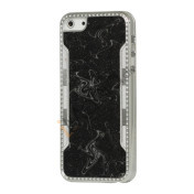Stilfuld glitrende Powder Læder Coated Hard Case til iPhone 5 - Sort