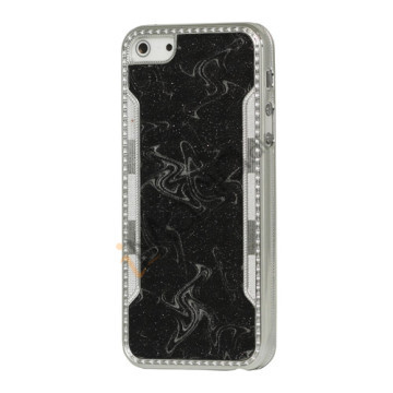 Stilfuld glitrende Powder Læder Coated Hard Case til iPhone 5 - Sort