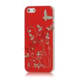 Sommerfugl Blomster Hard Case til iPhone 5 - Rød