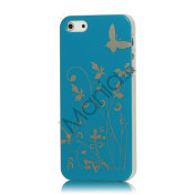 Sommerfugl Blomster Hard Case til iPhone 5 - Blå