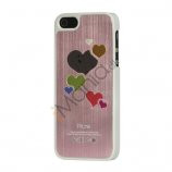 Hjerte Børstet Hard Plastic Case Cover til iPhone 5 - Pink