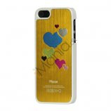 Hjerte Børstet Hard Plastic Case Cover til iPhone 5 - Gul