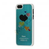 Hjerte Børstet Hard Plastic Case Cover til iPhone 5 - Blå