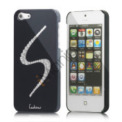 S-Lime Series Glitter Smykkesten Galvaniseret Hard Case Cover til iPhone 5 - Sort