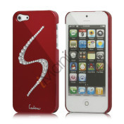 S-Line Series Glitter Smykkesten Galvaniseret Hard Case Cover til iPhone 5 - Vinrød