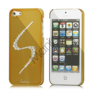 S-Line Series Glitter Smykkesten Galvaniseret Hard Case Cover til iPhone 5 - Gold