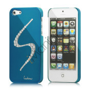 S-Line Series Glitter Smykkesten Galvaniseret Hard Case Cover til iPhone 5 - Capri Blå