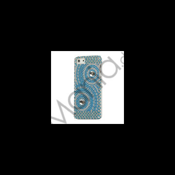 Koncentriske cirkler Smykkesten Bling Case iPhone 5 cover - Hvid / Blå