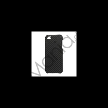 Carbon Fibre Læder Coated Hard Case til iPhone 5 - Sort