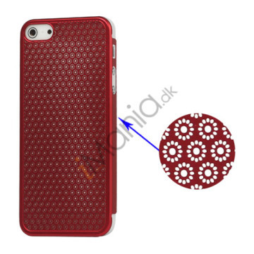 Metallic udhulet Floral Mesh Case iPhone 5 cover - Rød