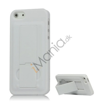 iPhone 5 Gummibelagt Hard Case med Stand - Hvid