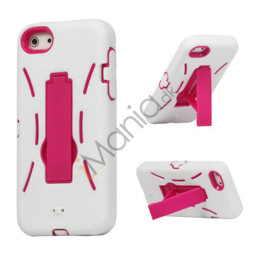 Snap-on Defender Case Cover med Holder til iPhone 5 - Hvid / Magenta