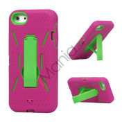 Snap-on Defender Case Cover med Holder til iPhone 5 - Rose / Grøn